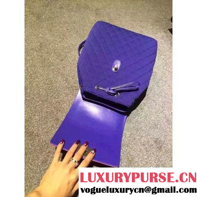 Chanel Quilted Backpack In Blue- Spring 2016 (2A057-120118 )