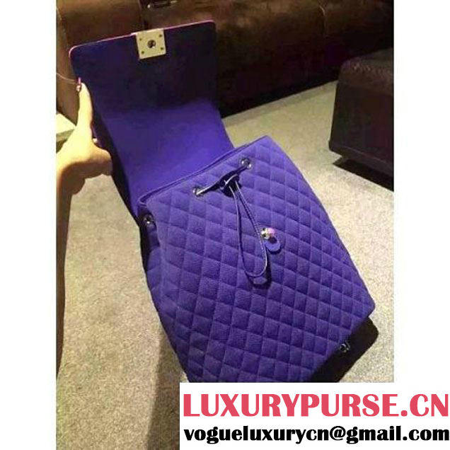 Chanel Quilted Large Backpack In Blue - Spring 2016 (2A057-120119 )