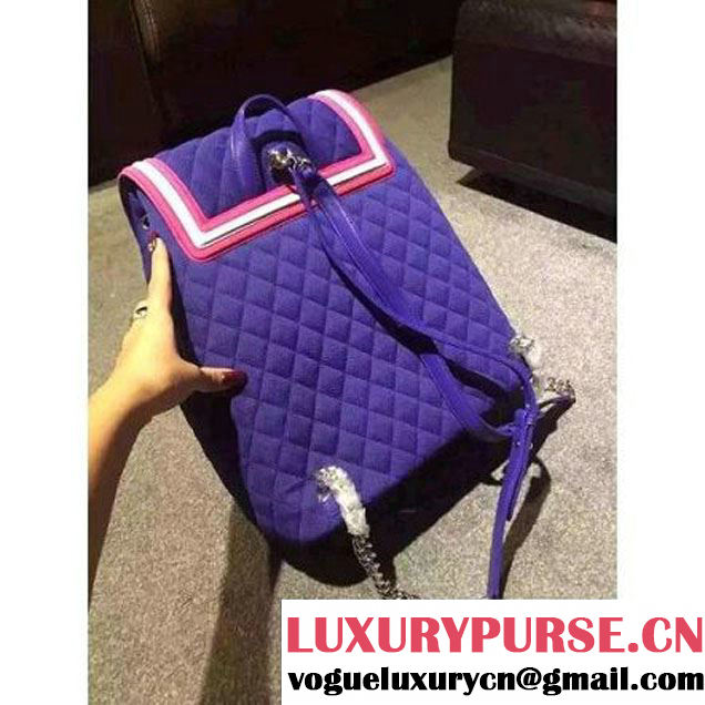 Chanel Quilted Large Backpack In Blue - Spring 2016 (2A057-120119 )