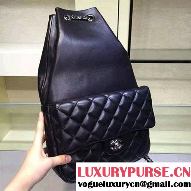 Chanel Large Black Calfskin Backpack Cruise 2016 (2A143-120907 )