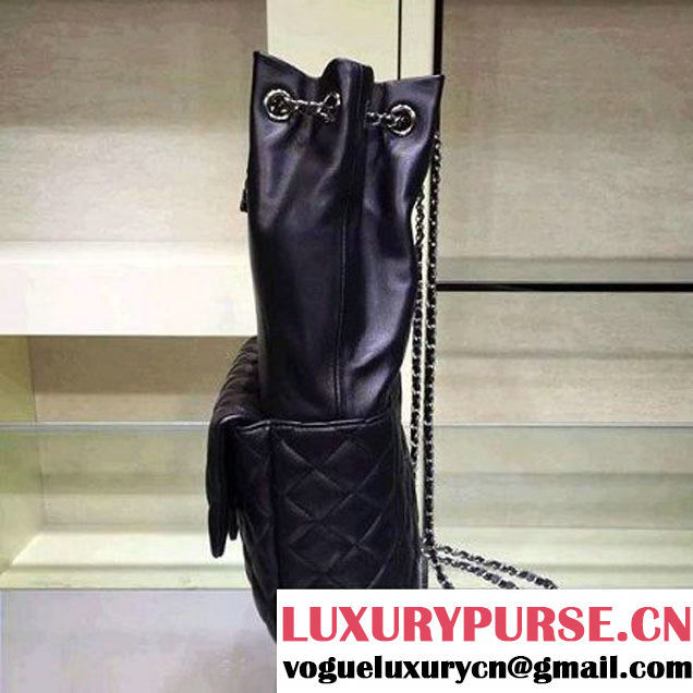 Chanel Large Black Calfskin Backpack Cruise 2016 (2A143-120907 )
