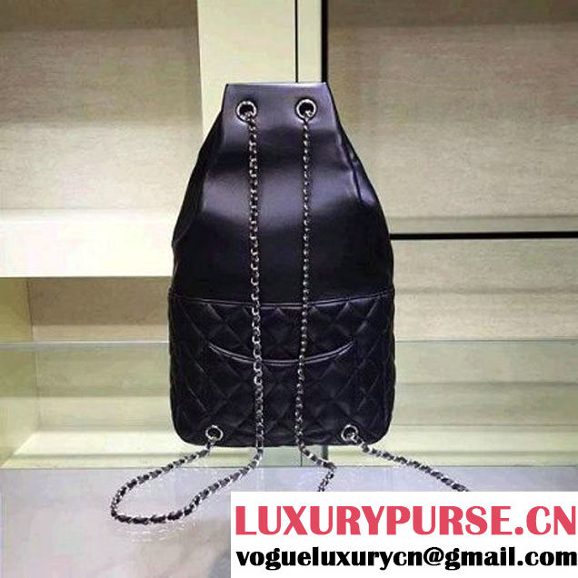 Chanel Large Black Calfskin Backpack Cruise 2016 (2A143-120907 )