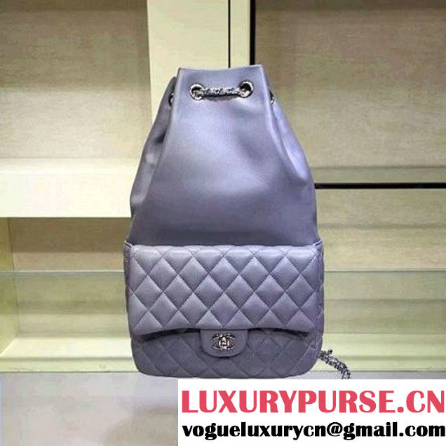 Chanel Large Grey Calfskin Backpack Cruise 2016 (2A143-120908 )