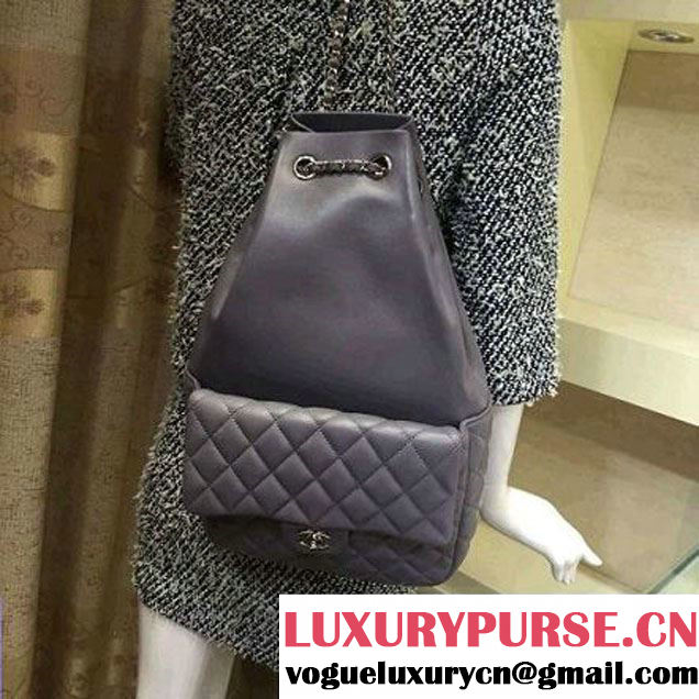Chanel Large Grey Calfskin Backpack Cruise 2016 (2A143-120908 )
