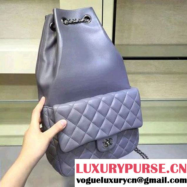 Chanel Large Grey Calfskin Backpack Cruise 2016 (2A143-120908 )