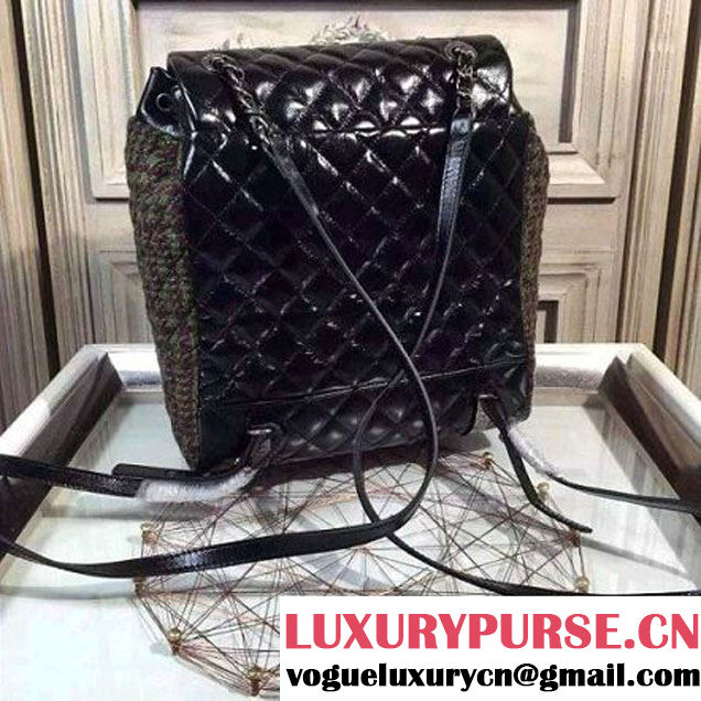 Chanel Wax Calfskin And Tweed Backpack Black (2A143-120910 )