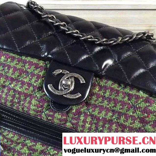 Chanel Wax Calfskin And Tweed Backpack Black (2A143-120910 )
