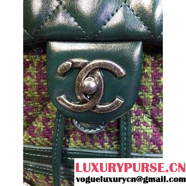 Chanel Wax Calfskin And Tweed Backpack Green (2A143-120911 )
