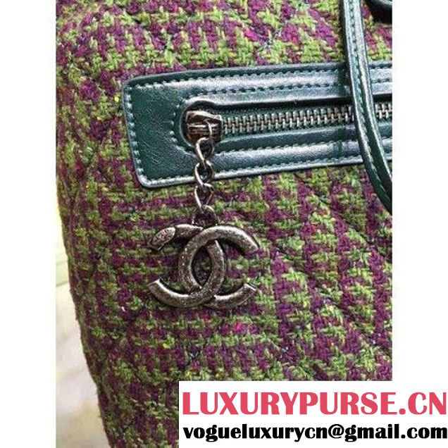 Chanel Wax Calfskin And Tweed Backpack Green (2A143-120911 )
