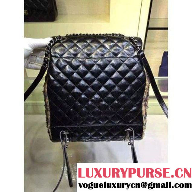Chanel Wax Calfskin And Tweed Backpack Black (2A143-120912 )
