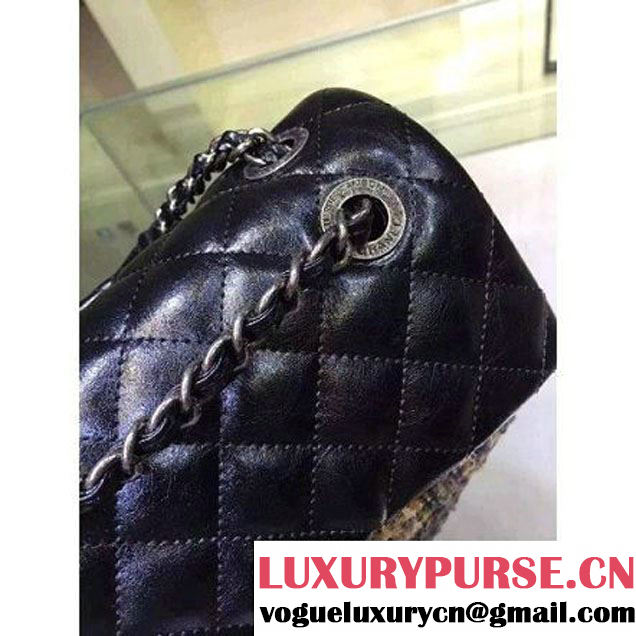 Chanel Wax Calfskin And Tweed Backpack Black (2A143-120912 )