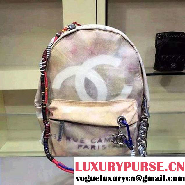 Chanel Small/Large Kahki Graffiti Backpack (2A143-6012502 )