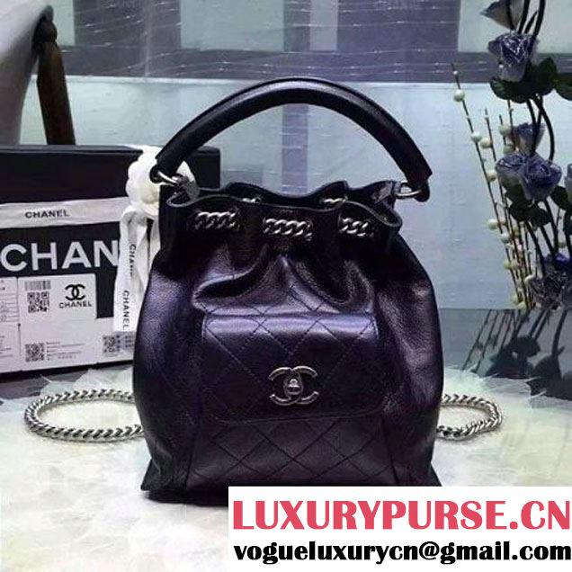 Chanel A93882 Small Black Calfskin Drawstring Handbag Pre-SS 2016 (YUN-6030304 )