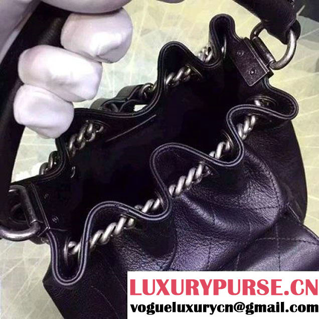 Chanel A93882 Small Black Calfskin Drawstring Handbag Pre-SS 2016 (YUN-6030304 )