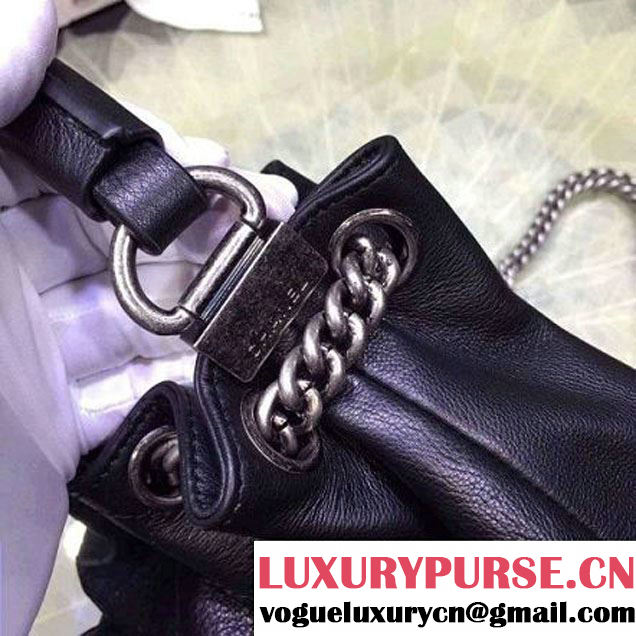Chanel A93882 Small Black Calfskin Drawstring Handbag Pre-SS 2016 (YUN-6030304 )