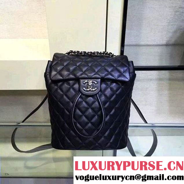 Chanel A91121 Small Lambskin Backpack In Black Pre-S/S 2016 (2A143-6030309 )