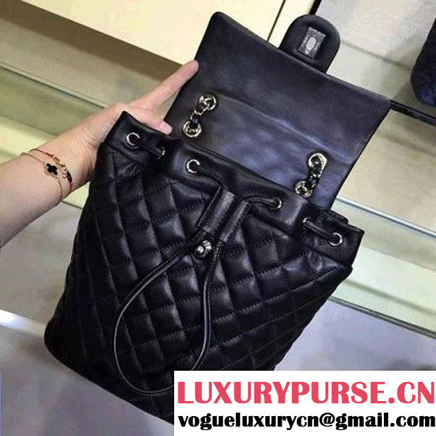 Chanel A91121 Small Lambskin Backpack In Black Pre-S/S 2016 (2A143-6030309 )