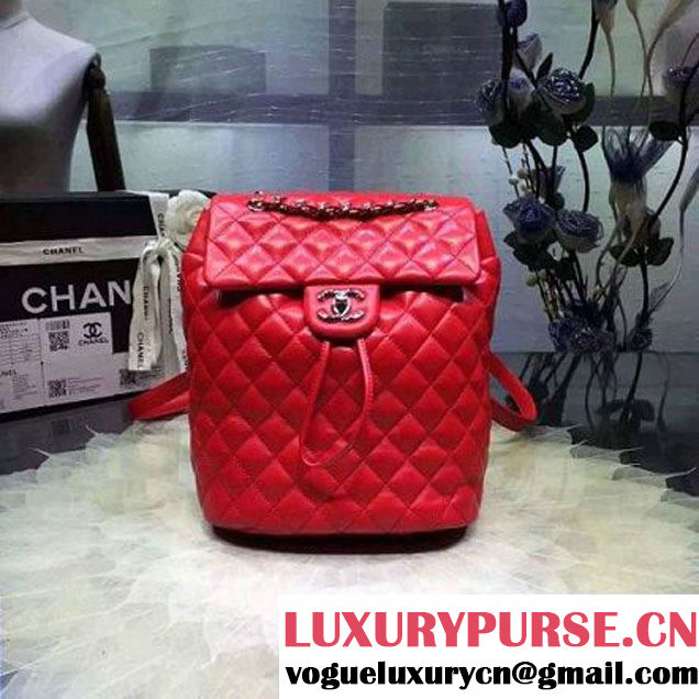 Chanel A91121 Small Lambskin Backpack In Red Pre-S/S 2016 (2A143-6030901 )