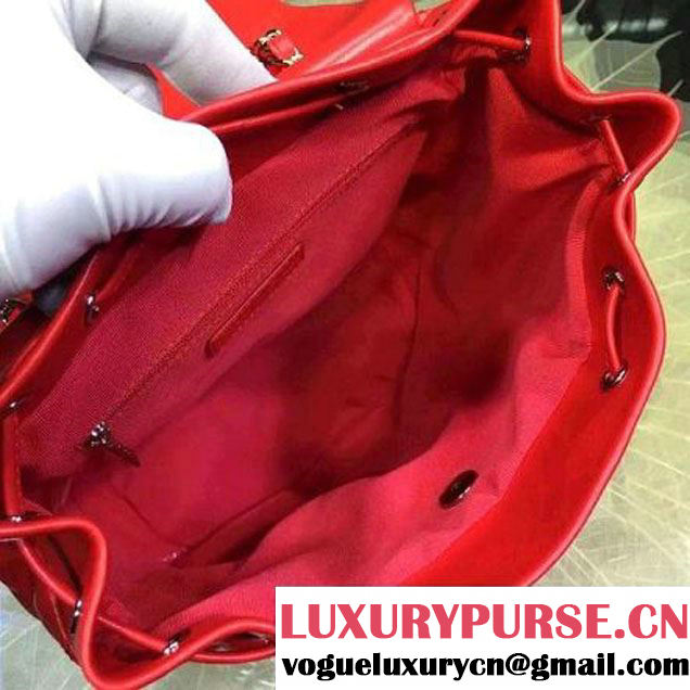 Chanel A91121 Small Lambskin Backpack In Red Pre-S/S 2016 (2A143-6030901 )