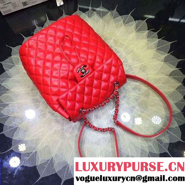 Chanel A91121 Small Lambskin Backpack In Red Pre-S/S 2016 (2A143-6030901 )
