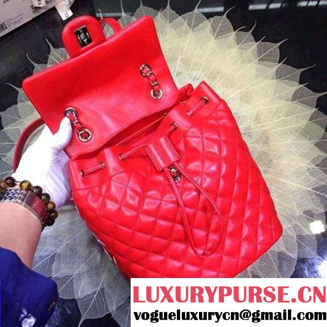 Chanel A91121 Small Lambskin Backpack In Red Pre-S/S 2016 (2A143-6030901 )