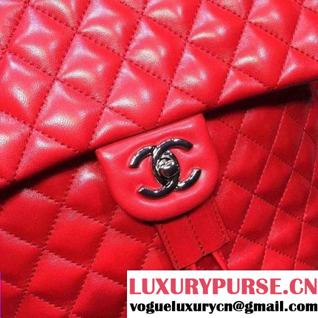 Chanel Large Lambskin Backpack In Red Pre-S/S 2016 (2A143-6030902 )