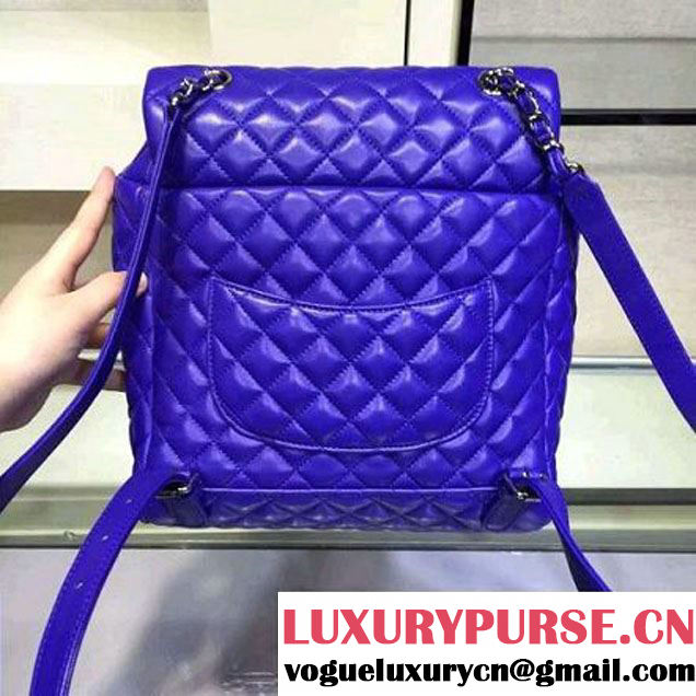 Chanel Large Lambskin Backpack In Blue Pre-S/S 2016 (2A143-6030903 )