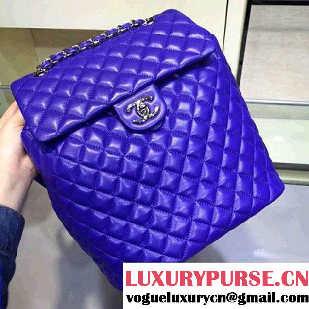 Chanel Large Lambskin Backpack In Blue Pre-S/S 2016 (2A143-6030903 )