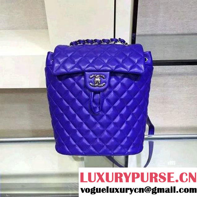 Chanel A91121 Small Lambskin Backpack In Blue Pre-S/S 2016 (2A143-6031801 )