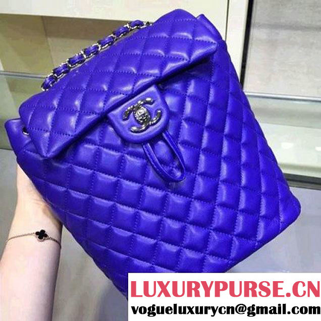 Chanel A91121 Small Lambskin Backpack In Blue Pre-S/S 2016 (2A143-6031801 )