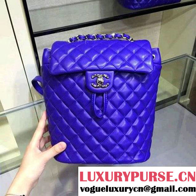 Chanel A91121 Small Lambskin Backpack In Blue Pre-S/S 2016 (2A143-6031801 )