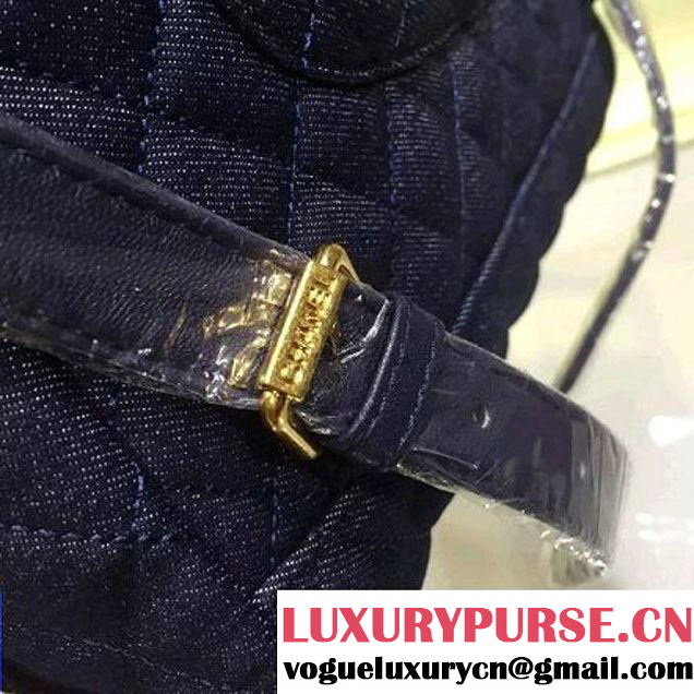 Chanel Large Washed Denim Dark Blue Backpack Pre-S/S 2016 (2A143-6031802 )