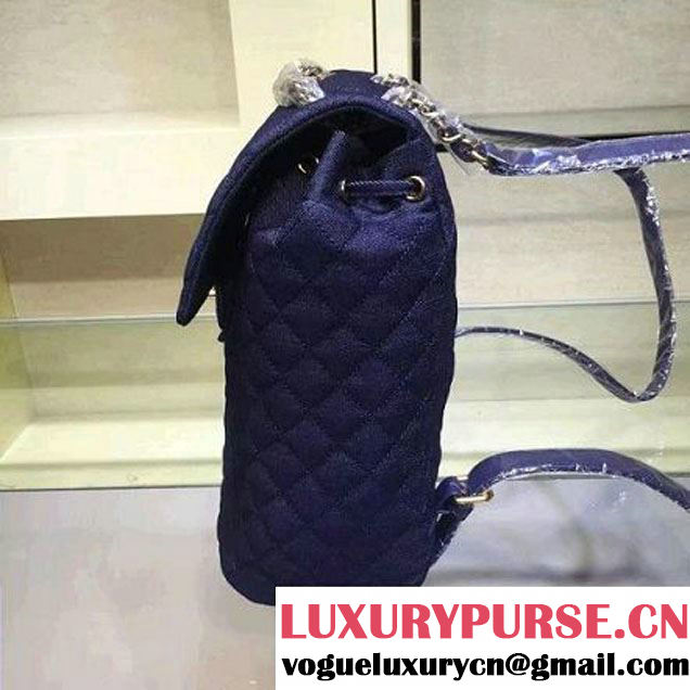 Chanel Large Washed Denim Dark Blue Backpack Pre-S/S 2016 (2A143-6031802 )
