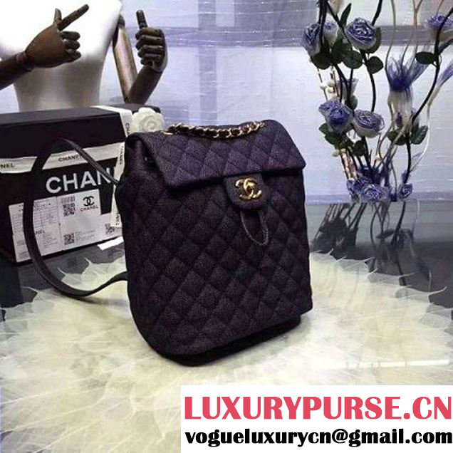 Chanel A91121 Small Washed Denim Black Backpack Pre-S/S 2016 (2A143-6031804 )