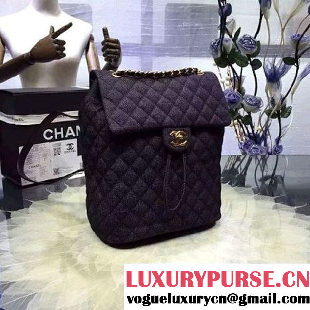 Chanel A91121 Small Washed Denim Black Backpack Pre-S/S 2016 (2A143-6031804 )