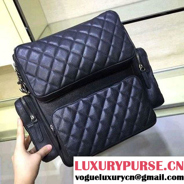 Chanel Grained Calfskin Pocket Backpack Black SS 2016 (2A143-6042709 )