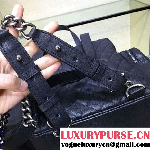 Chanel Grained Calfskin Pocket Backpack Black SS 2016 (2A143-6042709 )