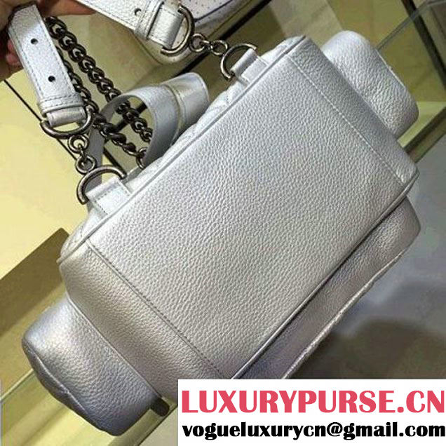 Chanel Grained Calfskin Pocket Backpack Silver SS 2016 (2A143-6042710 )