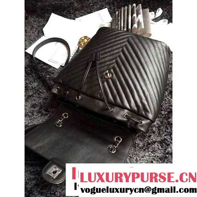 Chanel Clafskin Backpack A91122 Black  S/S 2016 (1A086-6051314 )