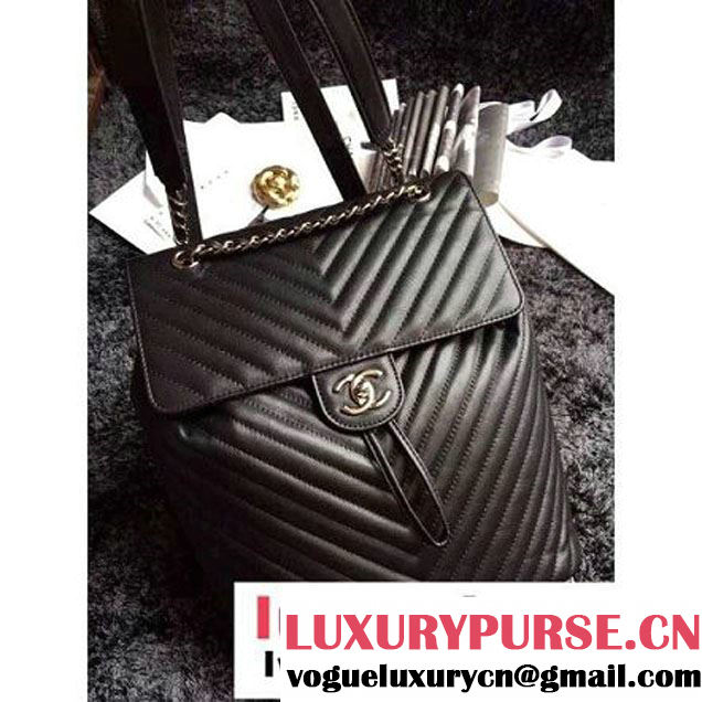 Chanel Clafskin Backpack A91122 Black  S/S 2016 (1A086-6051314 )