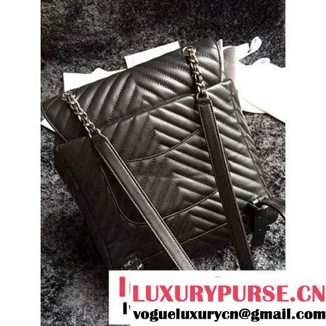Chanel Clafskin Backpack A91122 Black  S/S 2016 (1A086-6051314 )