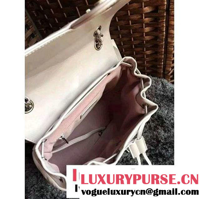Chanel Clafskin Backpack A91122 White S/S 2016 (1A086-6051315 )