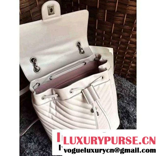 Chanel Clafskin Backpack A91122 White S/S 2016 (1A086-6051315 )