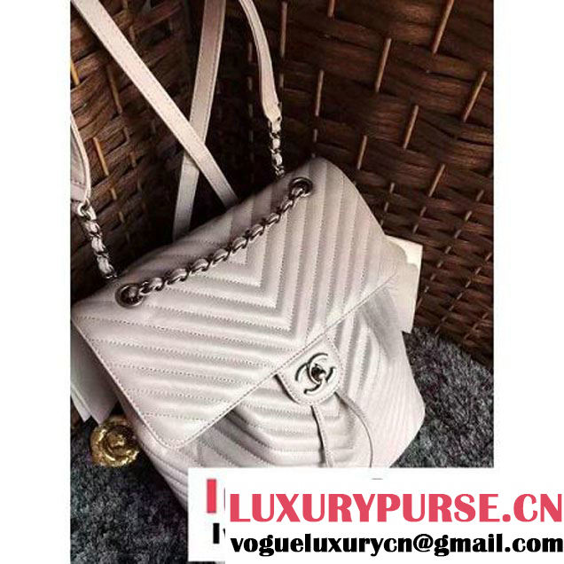 Chanel Clafskin Backpack A91122 White S/S 2016 (1A086-6051315 )