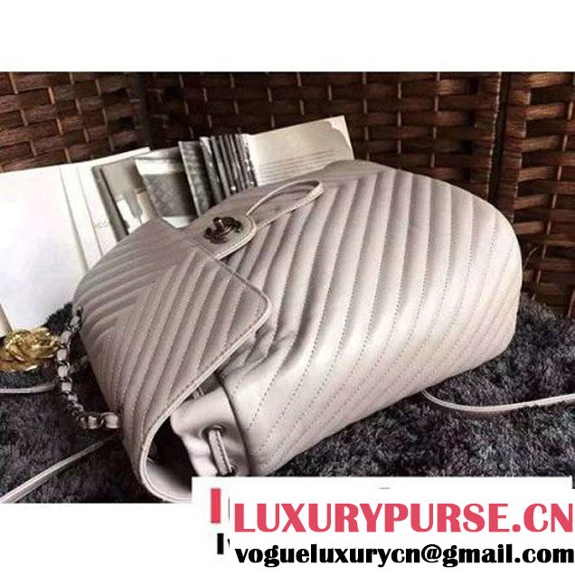 Chanel Clafskin Backpack A91122 White S/S 2016 (1A086-6051315 )