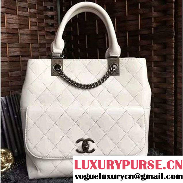 Chanel Smooth Calfskin Backpack White S/S 2016 (1A086-6061342 )