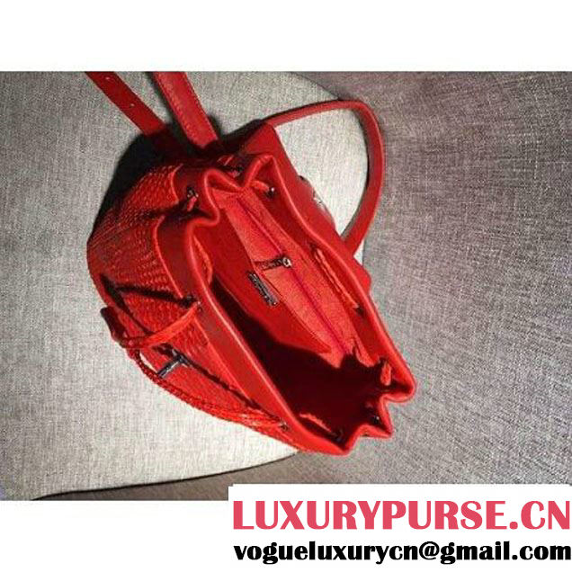 Chanel Small Python Leather Backpack Red 2016 (1A145-6062204 )