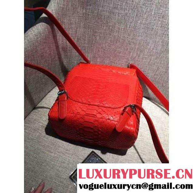 Chanel Small Python Leather Backpack Red 2016 (1A145-6062204 )
