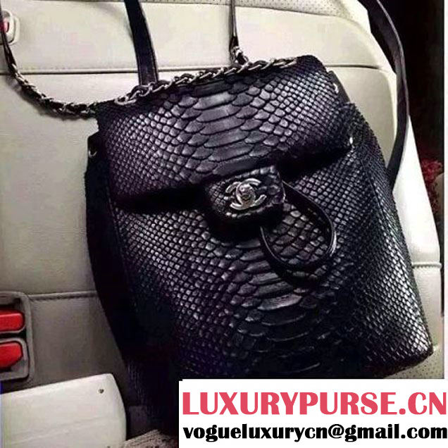 Chanel Small Python Leather Backpack Black 2016 (1A145-6062205 )