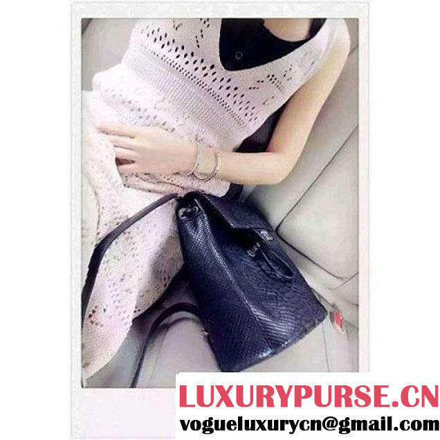 Chanel Small Python Leather Backpack Black 2016 (1A145-6062205 )